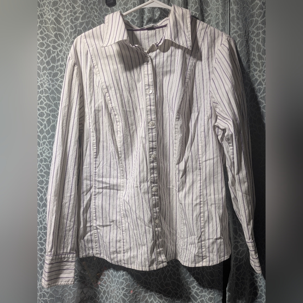 Pendleton Plus 16w Striped Button Down Shirt Cott… - image 2